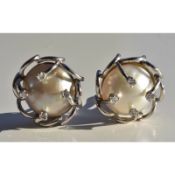Mabe Pearl and Diamond Earrings 14k