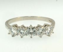 Platinum 950 Diamond(1.33ct) Eternity Wedding Ring (Size S 1/2) 4mm