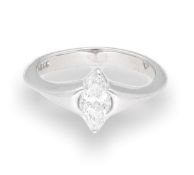 Platinum 950 0.75ct Diamond Marquise Cut Solitaire Ring (Size J 1/2) 4x9mm Head