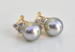 South Sea Pearl Diamond Earrings 18k
