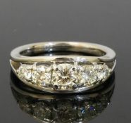 18ct White Gold Diamond (1.00CT) Graduated Eternity Ring (Size L 1/2) 7mm Width