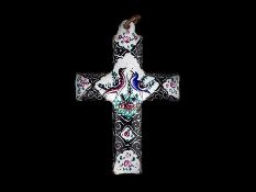 LOT WITHDRAWN | c1770 Georgian Bilston Battersea Painted Enamel Neck Cross