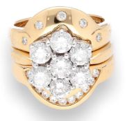 18Carat Yellow Gold 2.00TCW Three Piece Bridal Ring Set (Size H)