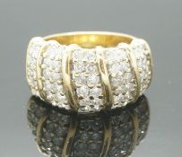 18ct Yellow Gold Diamond(2.00ct) Cluster Ring (Size N 1/2) 12mm Wide Head