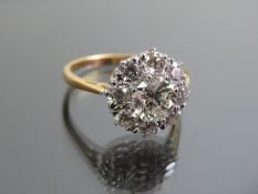 Withdrawn Lot Vintage 18ct Gold 2.2ct Diamond Daisy Ring 1.2ct Centre Stone