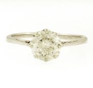 Platinum 950 Diamond(1.02ct) Solitaire Ring (Size M 1/2)