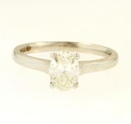 18Carat White Gold 1.00ct Oval Diamond Cluster Ring (Size I) 5x7mm Head