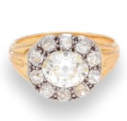 Antique 18carat Gold Old/Rose Cut Diamond Daisy Cluster Ring (Size M) 2.75CT