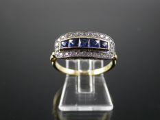 A Beautiful 18ct Gold 50pt Diamond & 1ct Sapphire Ring
