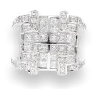 9carat White Gold Diamond (2.00ct) Cluster Signet Ring (Size Z + 2) 22x22mm Head