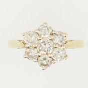 18Carat Yellow Gold Diamond(1.50ct) Daisy Cluster Ring (Size Q) 10x12mm wide