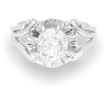 Antique 18carat White Gold Old Cut 1.50ct Diamond Solitaire Ring (Size L)