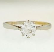 Vintage 18 Carat White Gold Diamond(0.75ct) Solitaire Ring (Size Q) 6mm Width