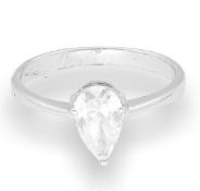 18Carat White Gold 1.00CT Pear Cut Diamond (D/SI1) Solitaire Ring (Size O 1/2)
