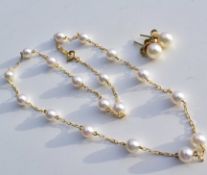 Mikimoto Akoya Pearl Necklace & Earrings Set 18k