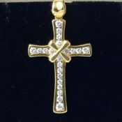 Boodles 18ct Yellow Gold 1.33ct Diamond Set Cross