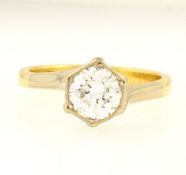 Vintage 18 Yellow Gold & Platinum Diamond(0.75ct) Twisted Solitaire Ring(Size J)