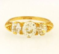 Antique 18Carat Yellow Gold Old Cut 1.41ct Diamond Three-Stone Ring (Size J)