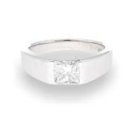 18Ct White Gold 1.00ct Diamond Princess Cut Solitaire Ring (Size J 1/2) 5mm Head