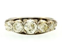 Antique 18ct White Gold Graduated Diamond(1.00ct) Ring (Size J 1/2) 2-6mm Wide