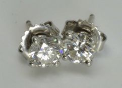 Diamond Solitaire Platinum Earrings
