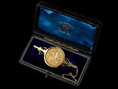 1882 Victorian Gold Sovereign Mounted Brooch
