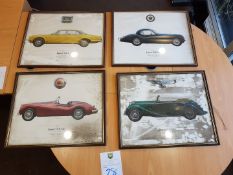 4 x Vintage Jaguar Dealership Prints in wooden frames 21