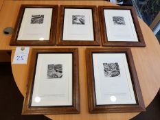 5 X Original Jaguar Heritage Prints in Wood frames