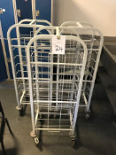 3x Craven Tray Holders on Caster Wheels (10 shelves)