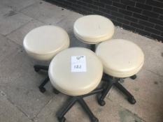 4x White Adjustable Stool