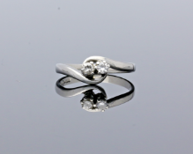 Platinum Diamond 2 Stone Twist Ring