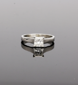 Platinum Princess Cut Diamond Solitaire Ring 0.72cts