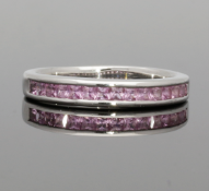18ct White Gold Pink Sapphire Half Eternity Ring