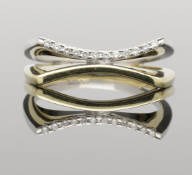 18ct Yellow & White Gold Curved Diamond Ring