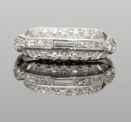 Vintage 18ct White Gold 3 Row Diamond Band Ring