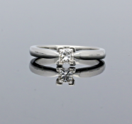 Platinum Princess Cut Diamond Solitaire Ring .33cts