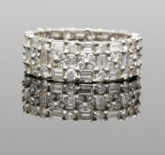 18ct White Gold Full Diamond Wedding / Eternity Ring 3.70cts