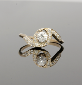 Edwardian Rose Gold Diamond Twist Ring