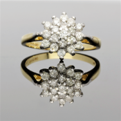 18ct Yellow Gold Diamond Cluster Ring .50cts
