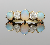 Victorian Fine Quality Opal & Diamond Gallery Ring