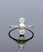 Edwardian Pearl and Diamond Platinum Ring