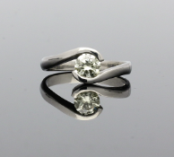 Platinum Diamond Solitaire Twist Ring .45cts