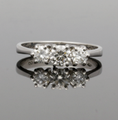 18ct White Gold 3 Stone Diamond Ring .69cts