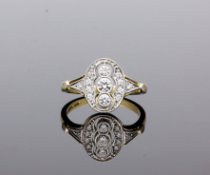 Platinum & 18ct Gold Diamond Cluster Ring