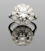 Circa 1930s Platinum Diamond Cluster Ring