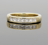 18ct Yellow Gold Square Cut Diamond Eternity Ring