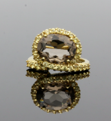 18ct Yellow Gold Smokey Quartz & Yellow Sapphire Ring