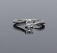 Platinum Princess Cut Diamond Ring .35cts