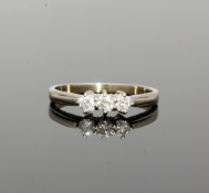 18ct White Gold 3 Stone Diamond Ring .45cts Large Size