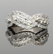 Platinum Diamond Crossover Ring 1.50cts